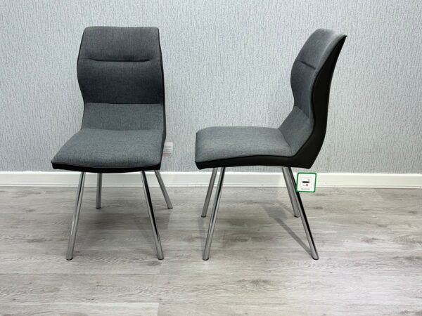 Zermatt Grey Dining Chair – Faux Leather & Fabric Upholstered Seating